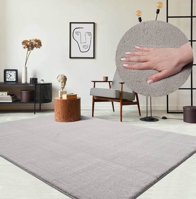 Tappeto per soggiorno - THE CARPET - LOFT - Argento - 200x280 cm - Lavabile - Antiscivolo