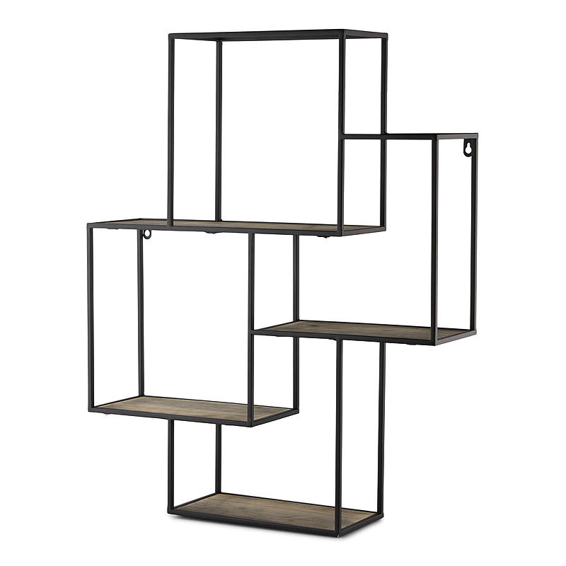 Metallhylle 60 x 15 x 74 cm med trehyller