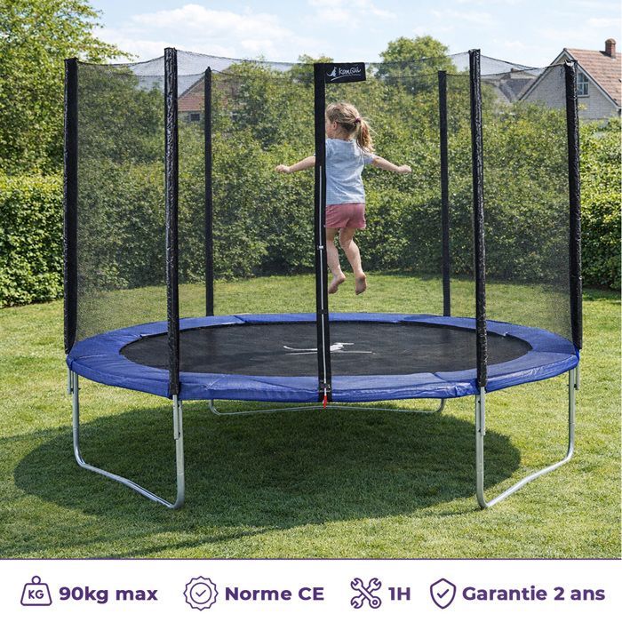 Blue trampoline with ladder, protective cover and anchoring kit Ø300cm
