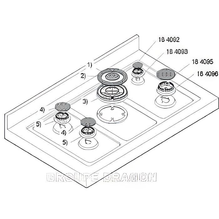 Cappuccio bruciatore per piano cottura BOSCH B/S/H HSW195AEU/02 - Ricambio originale del produttore