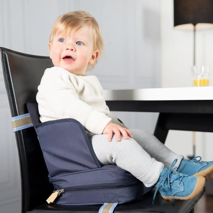 Babyskydd - ROBA - Hopfällbar - Uppblåsbar kudde - Justerbart bälte - 6 månader / 3 år (15 kg) - Marinblå