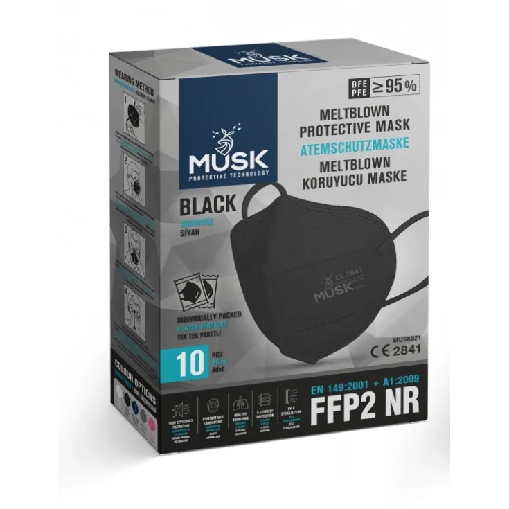Beschermend masker Musk FFP2 Musk021 zwart 10 stuks
