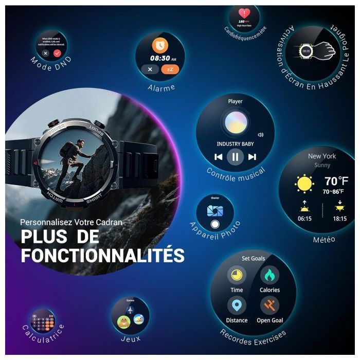 Blackview W50 Pro Montre Connectée, 960 mAh, 1.45