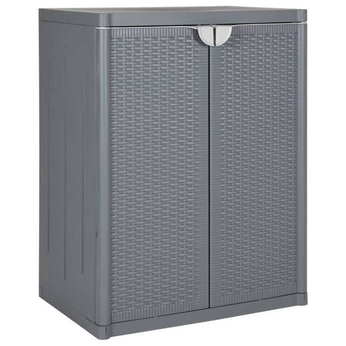 Armario de almacenamiento para jardín vidaXL, gris, 65x45x88 cm, PP, ratán, 364062