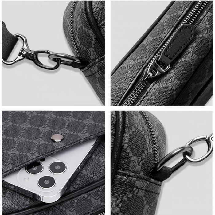 Bolso de hombro para hombre - XJYDNCG - Piel - Estilo vintage - Para el trabajo y los viajes - Negro