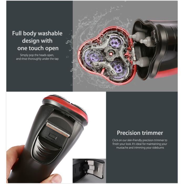 Waterproof Electric Shaver Beard Trimmer Men's Shaving 3D Shaving Heads Rotating Wet & Dry
