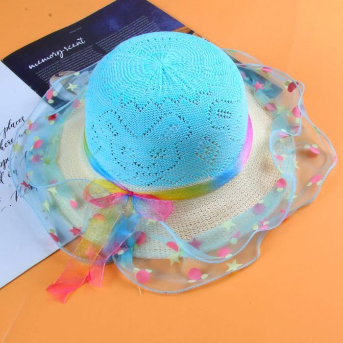 Sombrero de sol FUNMOON para niñas con bolso de paja, protección solar, protección UV, estilo Panamá, nueva colección - 722071