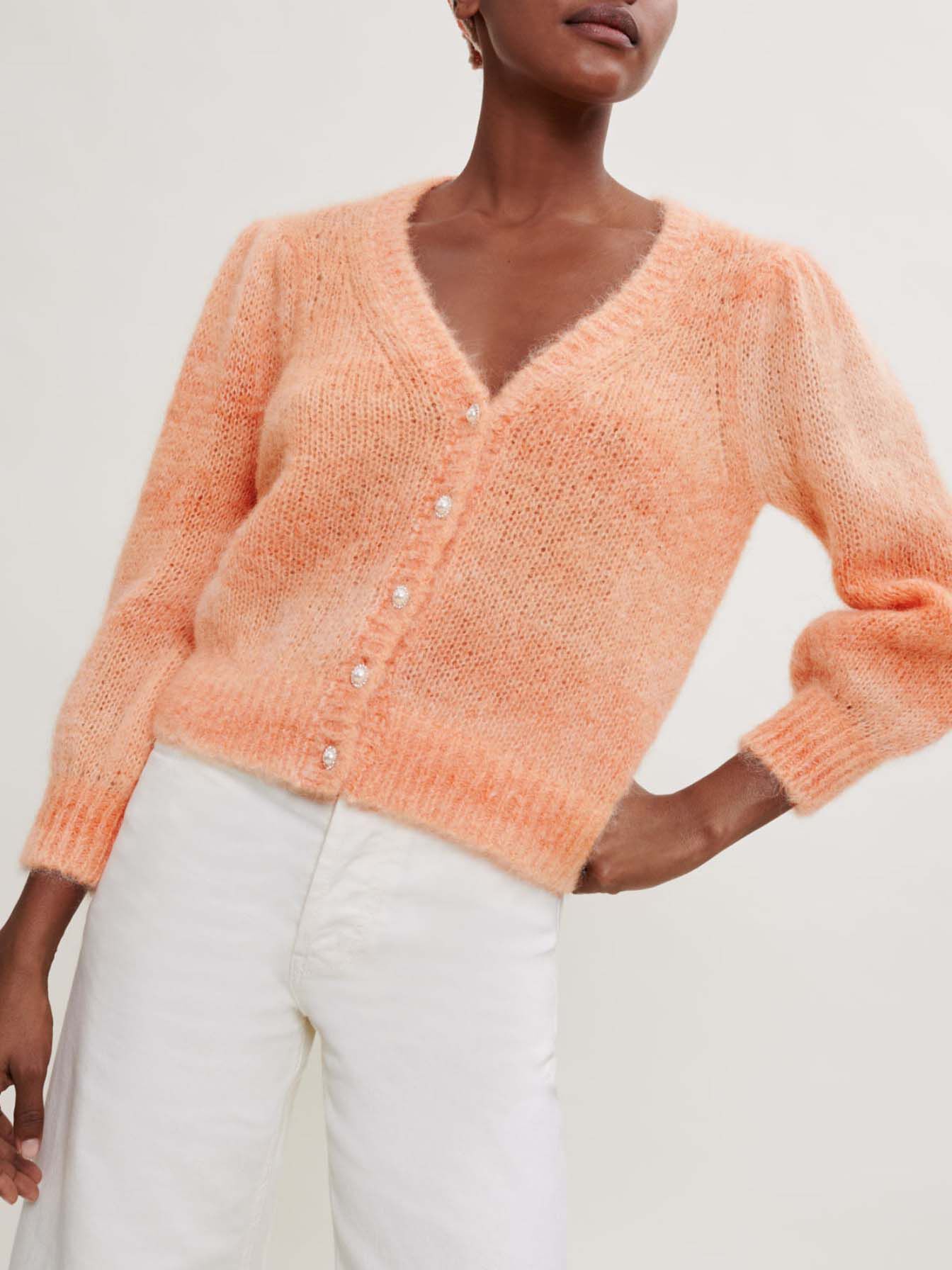 Bedrukt mohair vest - Oranje