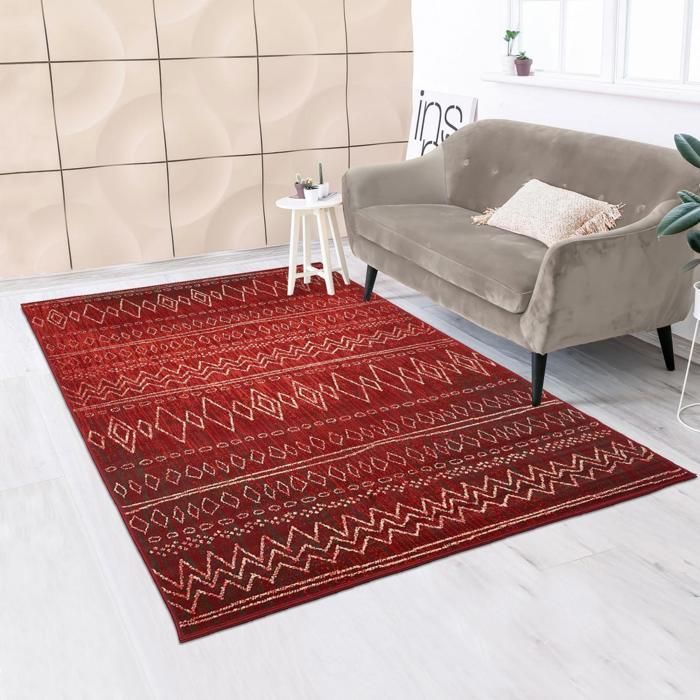 Berber rug 140x200 woven with tribal motifs LYN1 BERBI red