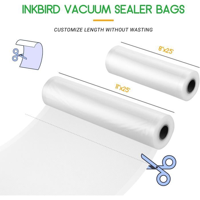 Rouleau Sous Vide Alimentaire 4 Packs: 28X63Cm + 20X63Cm, Rouleaux Film Sous Vide Pour Tous Machine Sous Vide Aliments, Sac[MA279]
