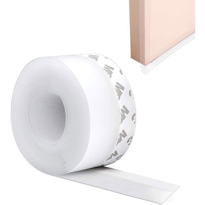 Joint Porte Calfeutrage Bas de Porte,5M Bande d'Étanchéité Autocollante Boudin de Porte Douche Garage Fenetre(45mm)