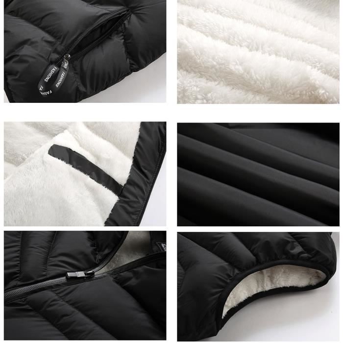 Chaqueta acolchada sin mangas para hombre con forro polar, tallas grandes, cuello alto - Negra