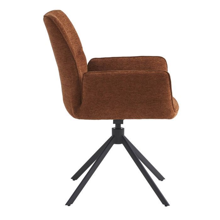 CARLOTTA - Lot de 6 Fauteuils de table Pivotants Tissu Coloris Terracotta