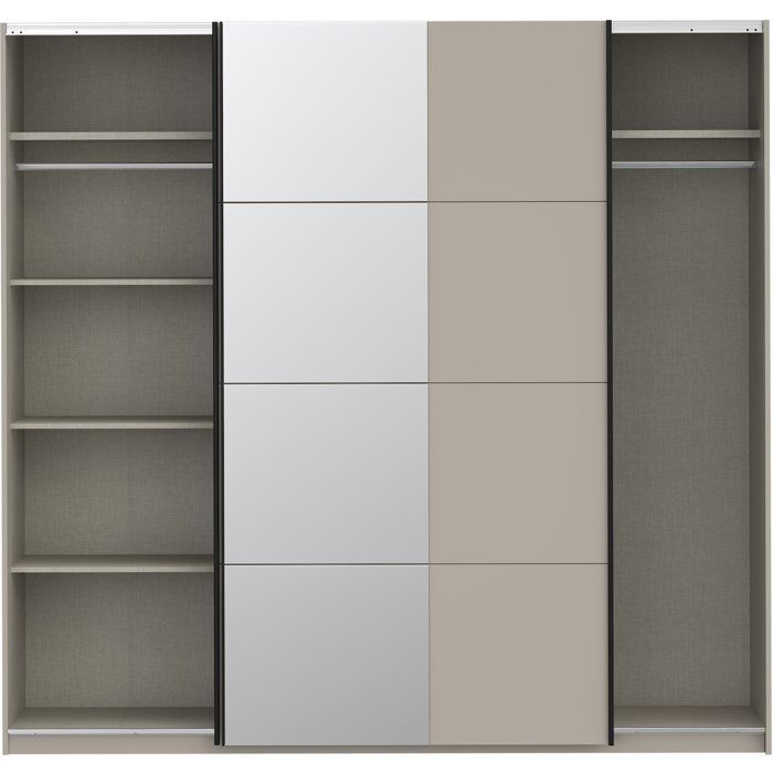 Armoire - 2 portes coulissantes - Cachemire + Miroir - L220,1 x P61,2 x H210,5 cm