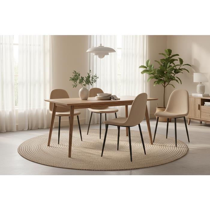 Lot de 4 chaises scandinaves velours taupe pieds métal noir 43,5x40x87cm