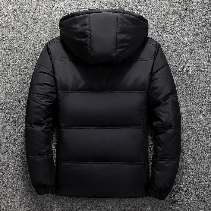 Men's Warm Winter Down Jacket, Duck Down, Solid Color, with Hood - Grey
