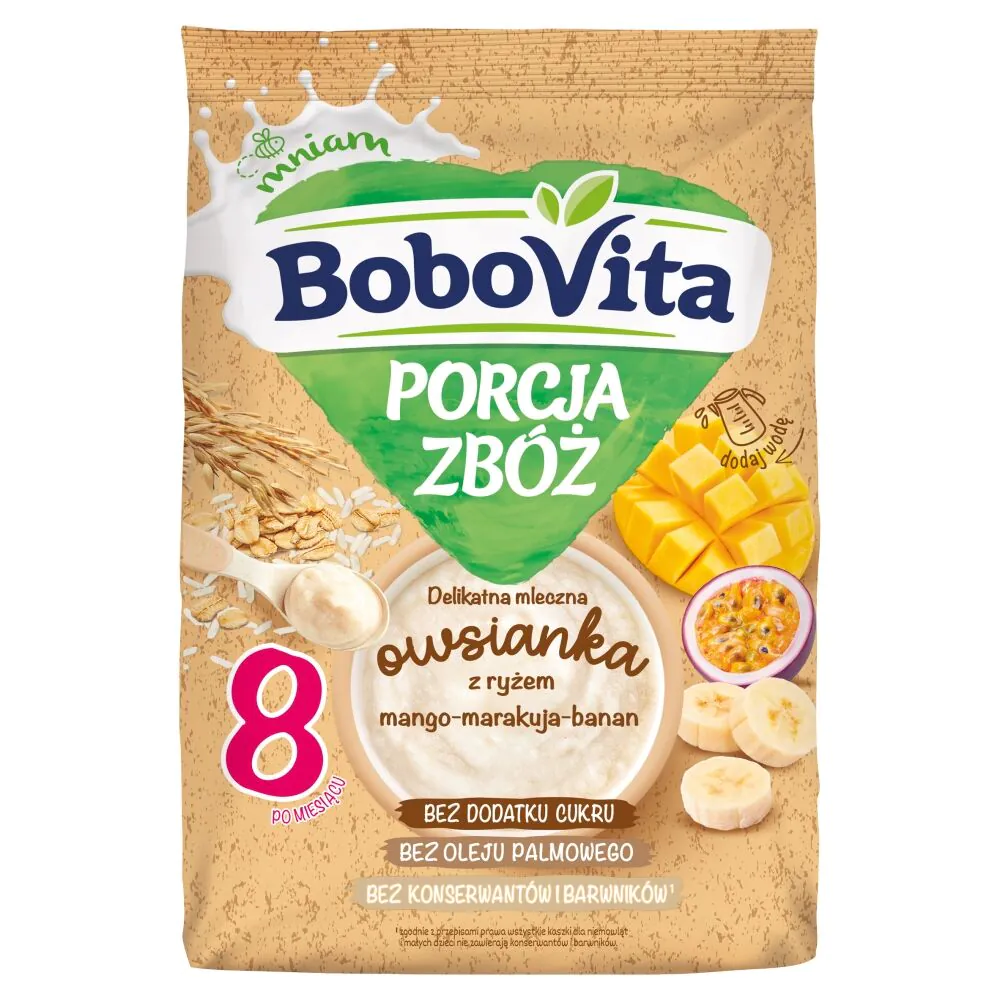 Bobowita Porcja Zbóż Mleczna Owsianka z ryżem mango-marakuja-banan