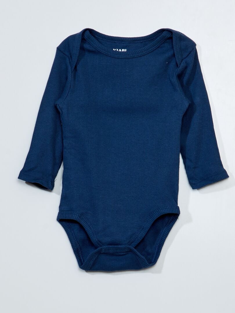 Conjunto de 3 bodys de manga larga - AZUL