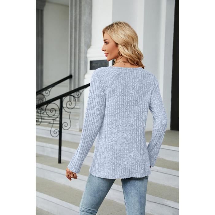 Pull Femme Manches Longues Casual Pullover Lâche Confortable Couleur Unie Pour Printemps Et Automne - Taille EU