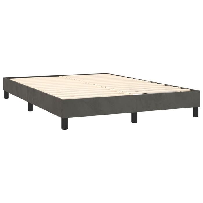 Móveis para Cama - ZENCORE - Estrutura de Cama de Casal - Estrado de Ripas - Veludo Cinza Escuro 140x190 cm 546259