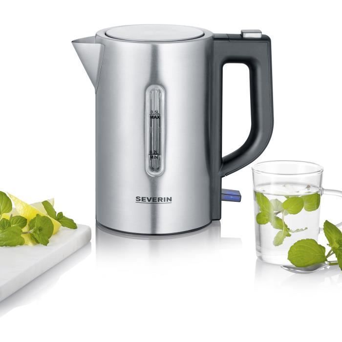 SEVERIN WK3647 Reise-Wasserkocher – 0,5 l – 1100 W – Edelstahl und Schwarz