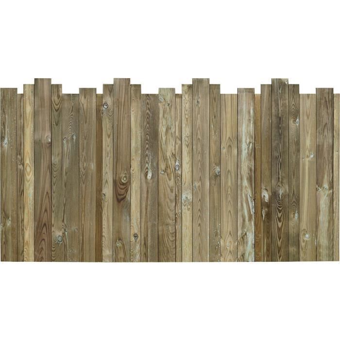 Clôture en bois traité autoclave 3 couleur brut déstructurée pleine 3x180x95cm - Dakota