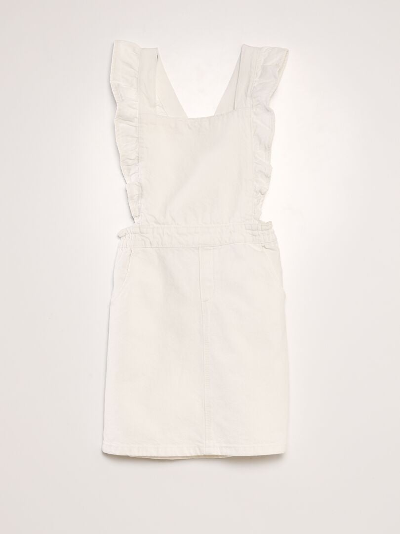 Vestido jardineira jeans - BRANCO
