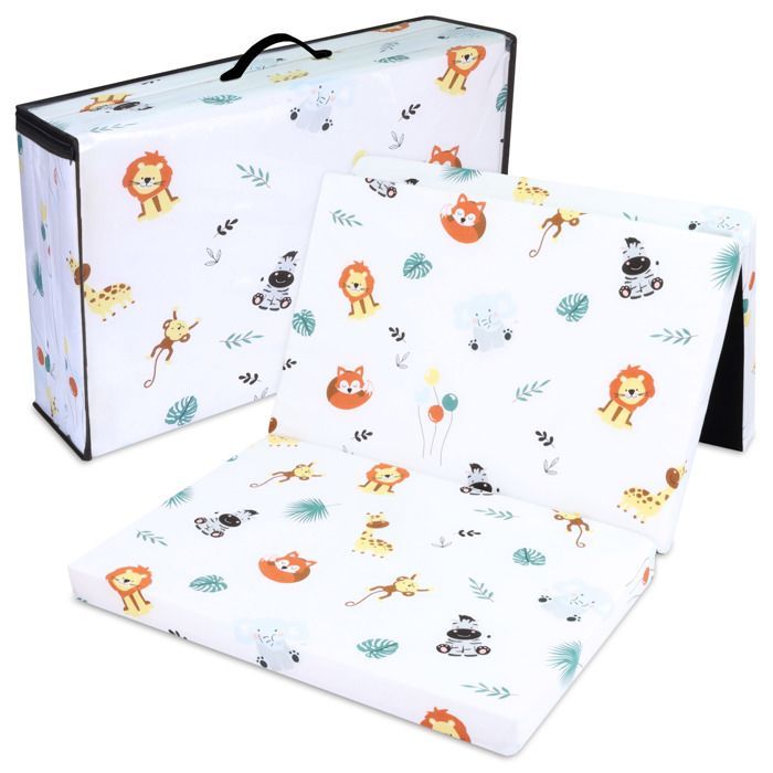 Matelas pliant bébé 60x120 cm, idéal voyage, invité, couchage d'appoint ou matelas de sol Safari