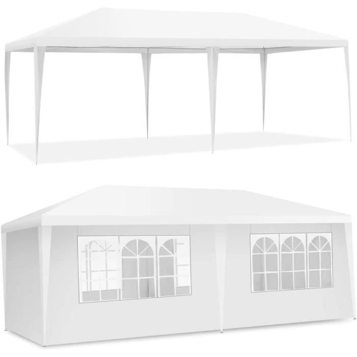 COSTWAY Waterproof Garden Gazebo 3x6M - 6 Removable Walls - Transparent Window - 2 Door Entrances - Parties, Weddings, Beach BBQs