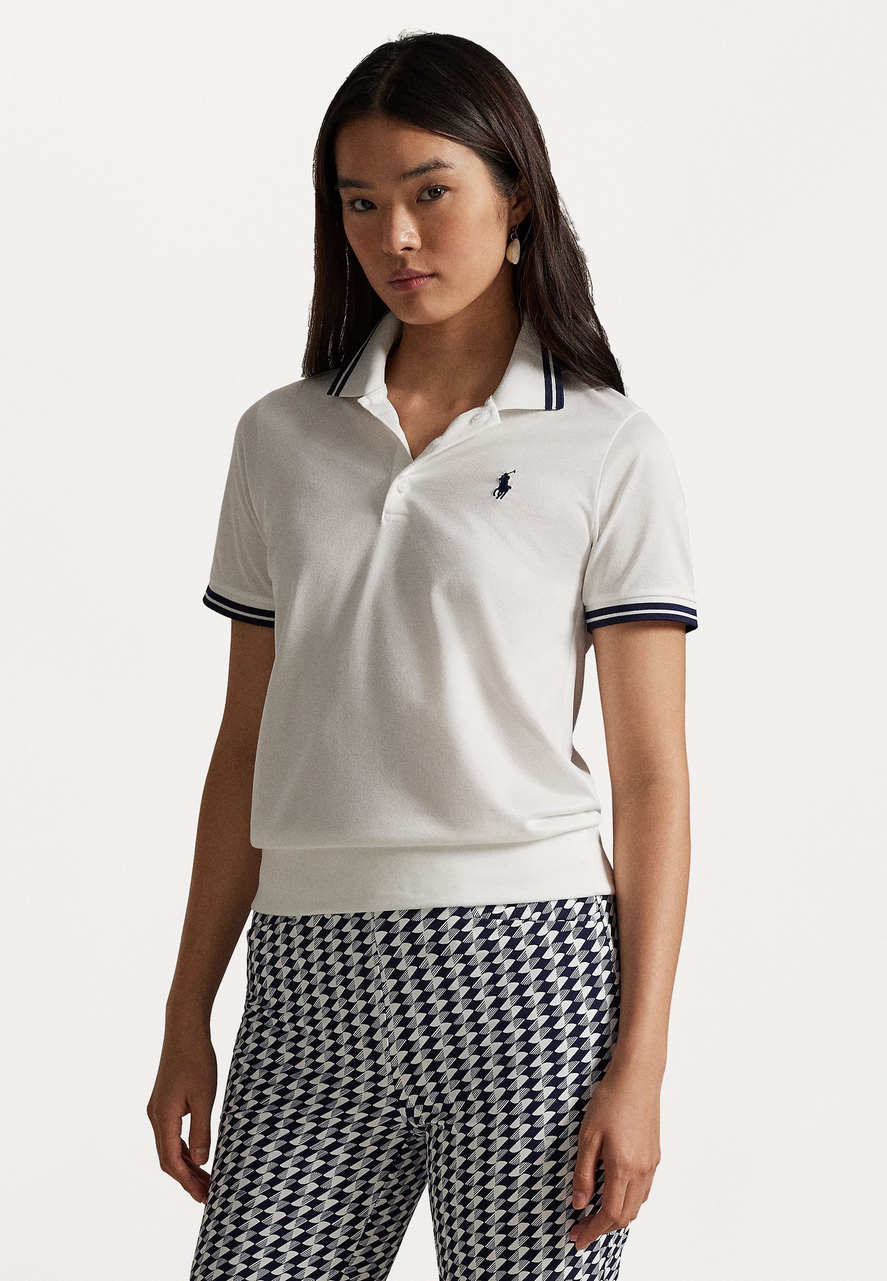 Polo Ralph Lauren POLO A MANICHE CORTE - Polo - bianco ceramica/blu navy raffinato