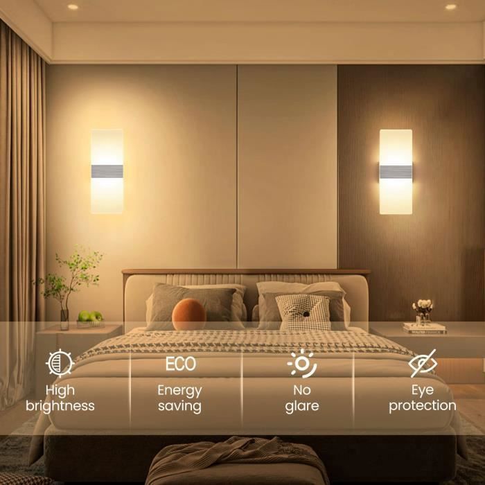 Applique Murale LED - HAUTSTORE - 12W - Blanc Chaud - Intérieur - 22x11cm