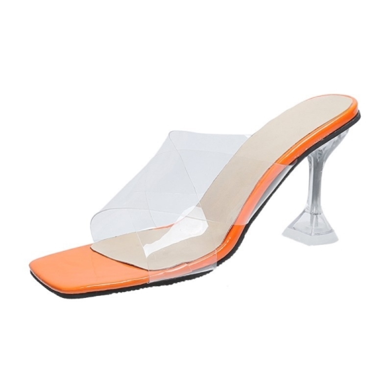 Chaussures à bout ouvert transparentes avec talon conique transparent pour stabiliser le talon, chaussures, pantoufles et sandales à talons hauts pour femmes