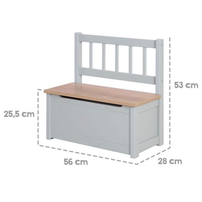 ROBA Banc Coffre à Jouets Woody pour Enfant - Meuble de Rangement en Bois 2 en 1 - Fermeture Douce - Taupe / Aspect Bois