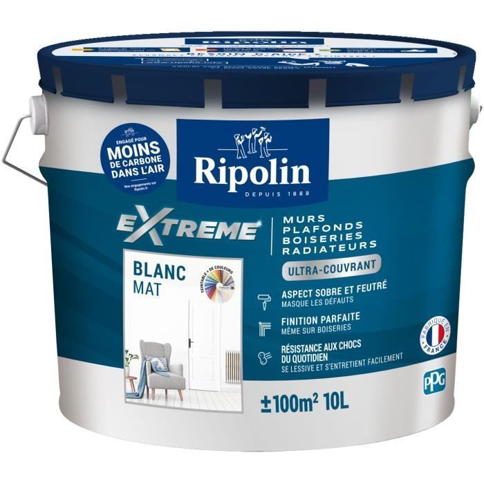 Pintura para paredes y techos Ripolin 10L, blanco mate, monocapa.