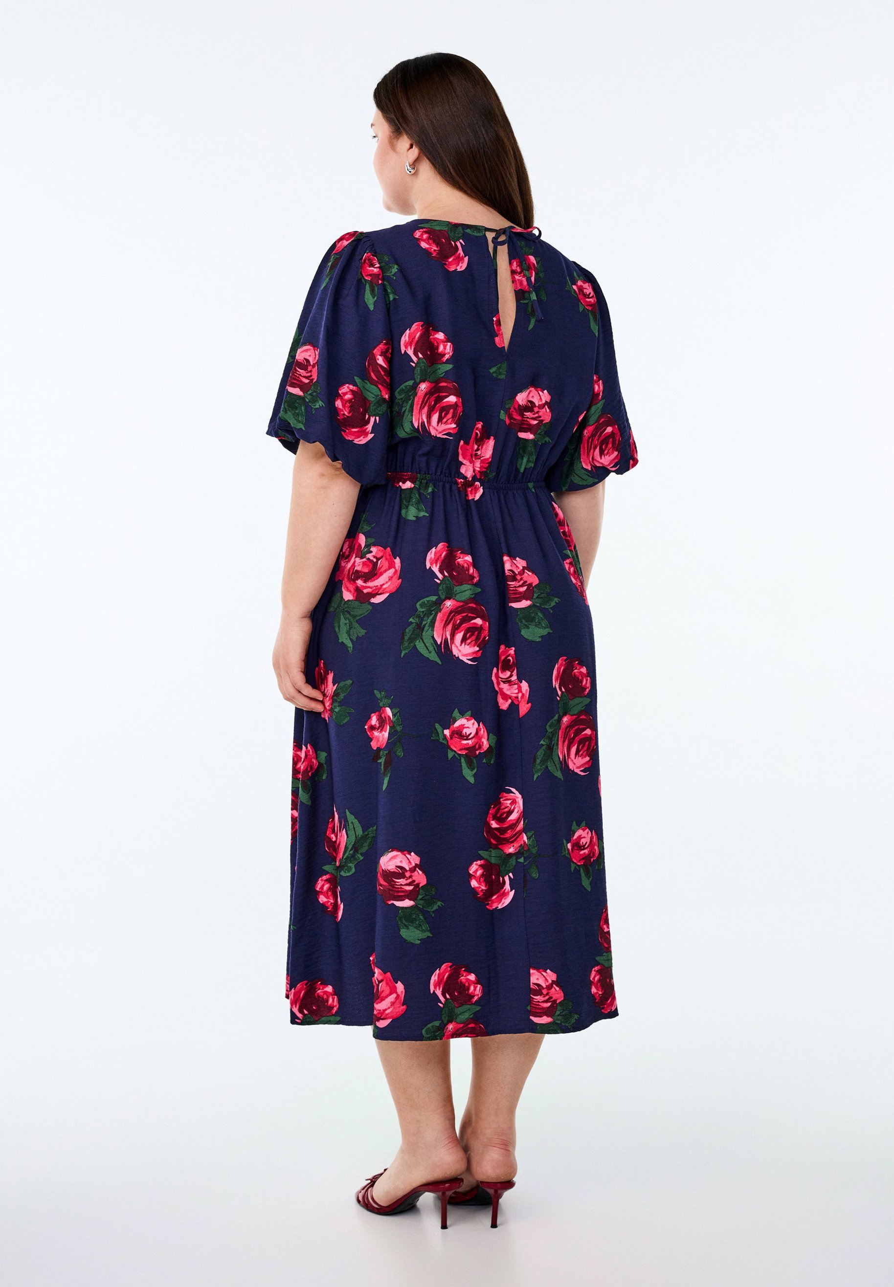 Zizzi Dagjurk - roze roos aop