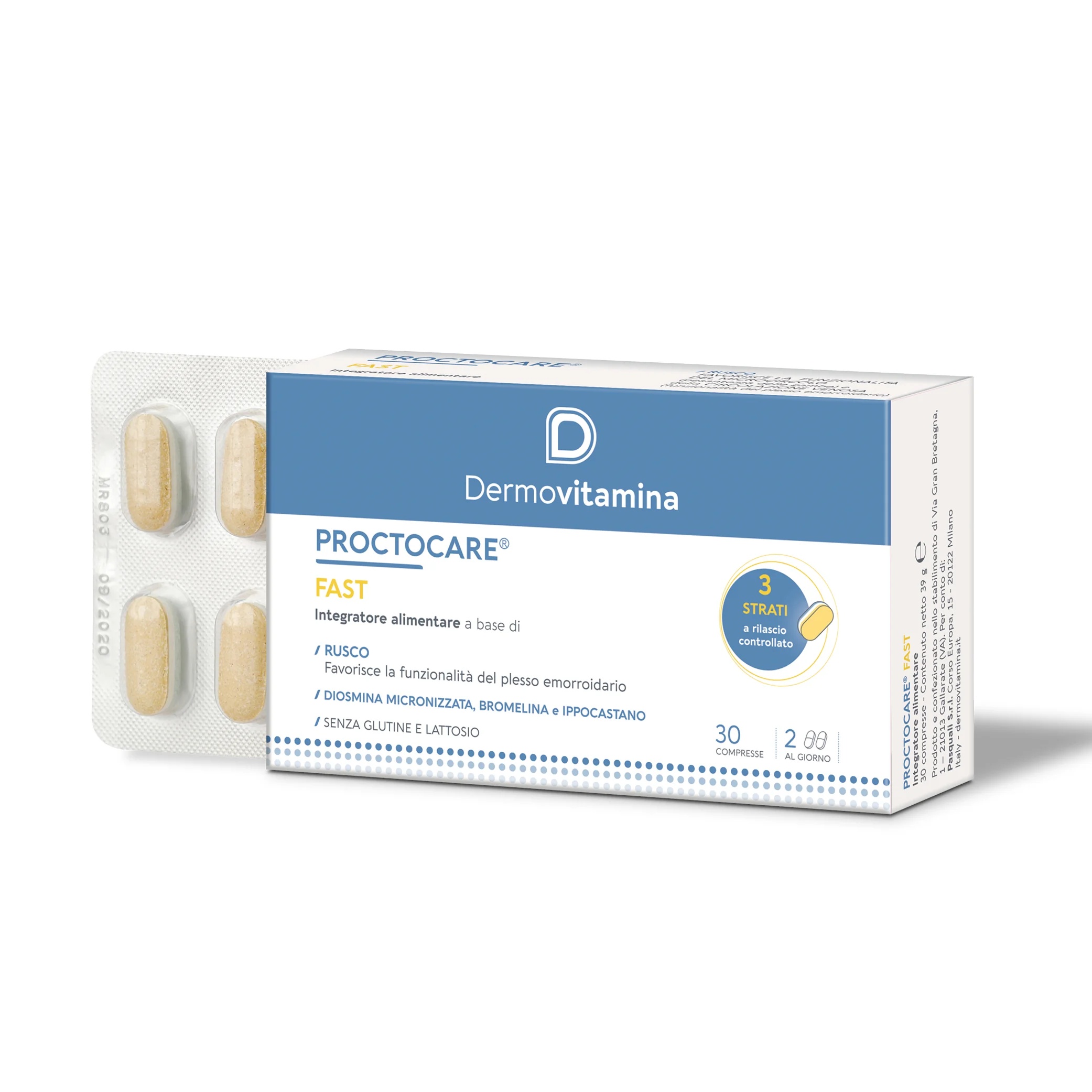 DERMOVITAMINA Les comprimés Dermovitamina Proctocare Fast 30 soutiennent la fonctionnalité du plexus hémorroïdaire