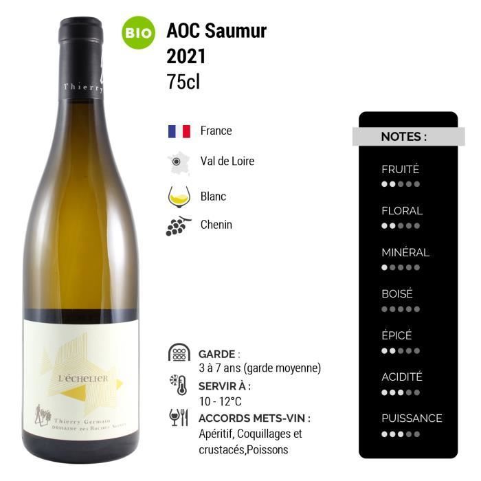 Saumur L'Echelier Blanc 2021 - Ecológico - Caja de 3 botellas de 75 cl - Domaine des Roches Neuves - Vino blanco AOC del Valle del Loira