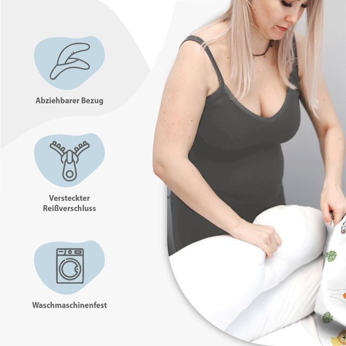 XXL Nursing Pillowcase, Side Sleeping Pillow, Cotton - Pregnancy Pillow for Positioning, Safari