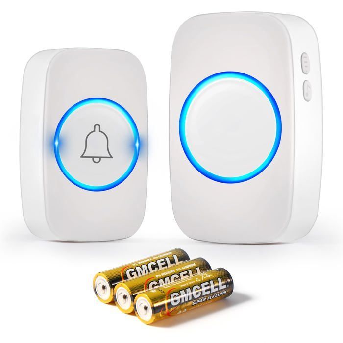 Campanello senza fili per esterni IP44 300 m – 60 melodie, 5 livelli di volume, bianco