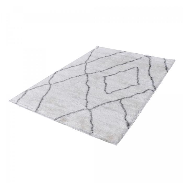 Langfloriger, zotteliger Teppich 160x220 rechteckig gewebt cremefarbenes Berbermuster LYN4 SOFT 6