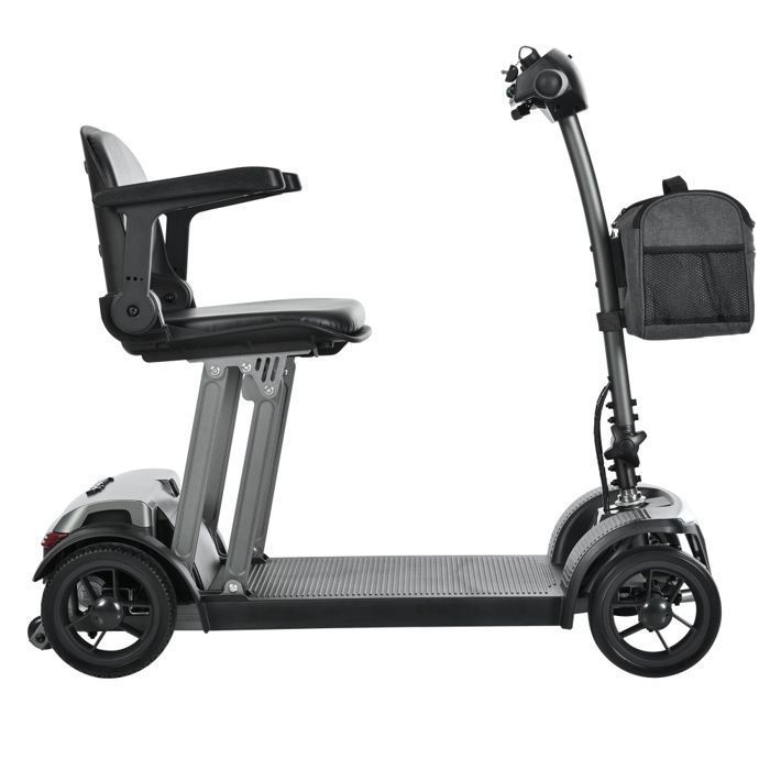Scooter eléctrico de 4 ruedas AIR TRAVELLER, 180 W, asiento plegable, autonomía de 20 km, batería de litio de 20 Ah, movilidad para personas con movilidad reducida y personas mayores - Negro