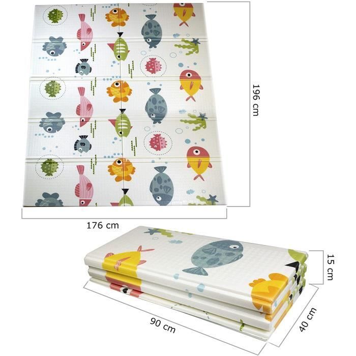Alfombra de juegos de doble cara para bebés - Marca - Modelo - Impermeable - Plegable