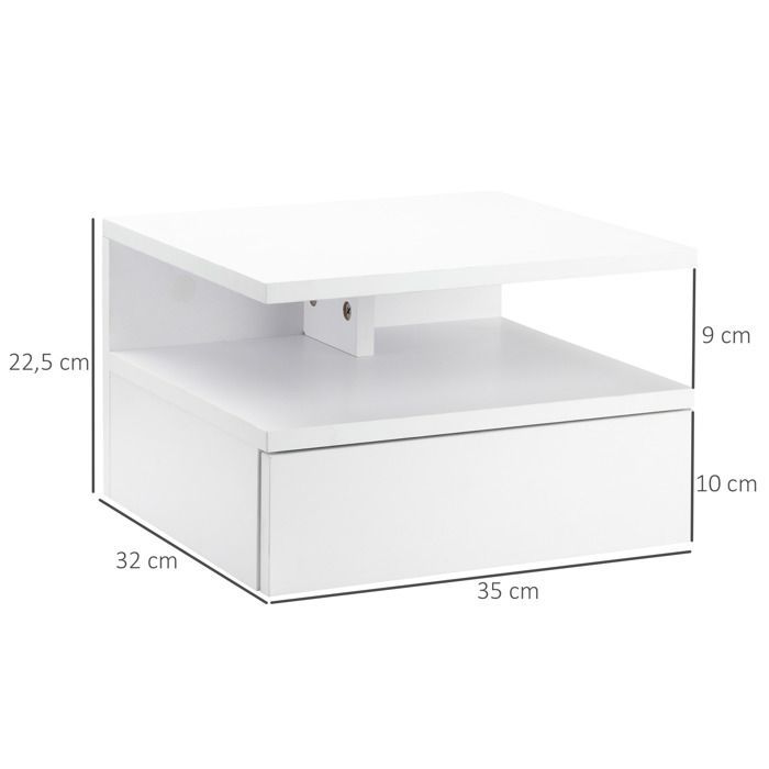 HOMCOM - table de chevet - Panneaux de particules classe E1 - 35x32x22.5cm - Blanc