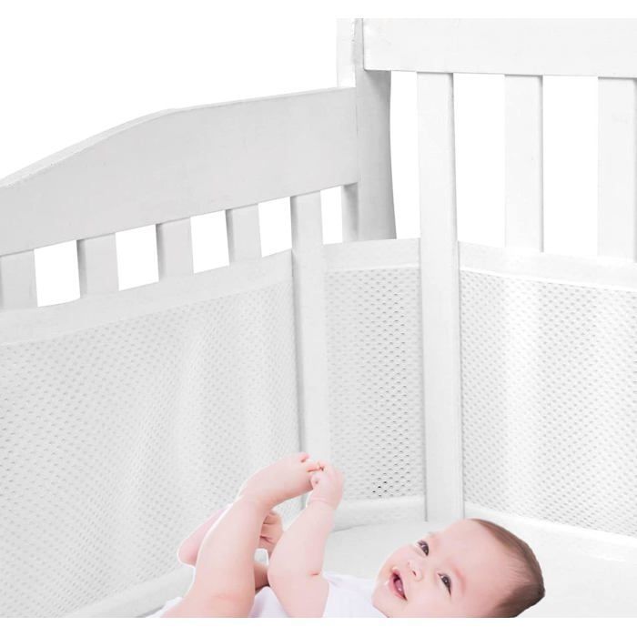 Tours de Lit en Maille Respirant 4 Côtés Anti-Collision pour Lit Bébé - Blanc Label