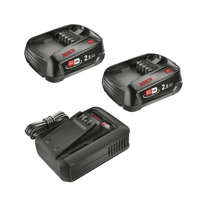 Pack of 2 18V 2.5 Ah batteries + AL 18V-44 charger - Bosch - POWER FOR ALL 18V