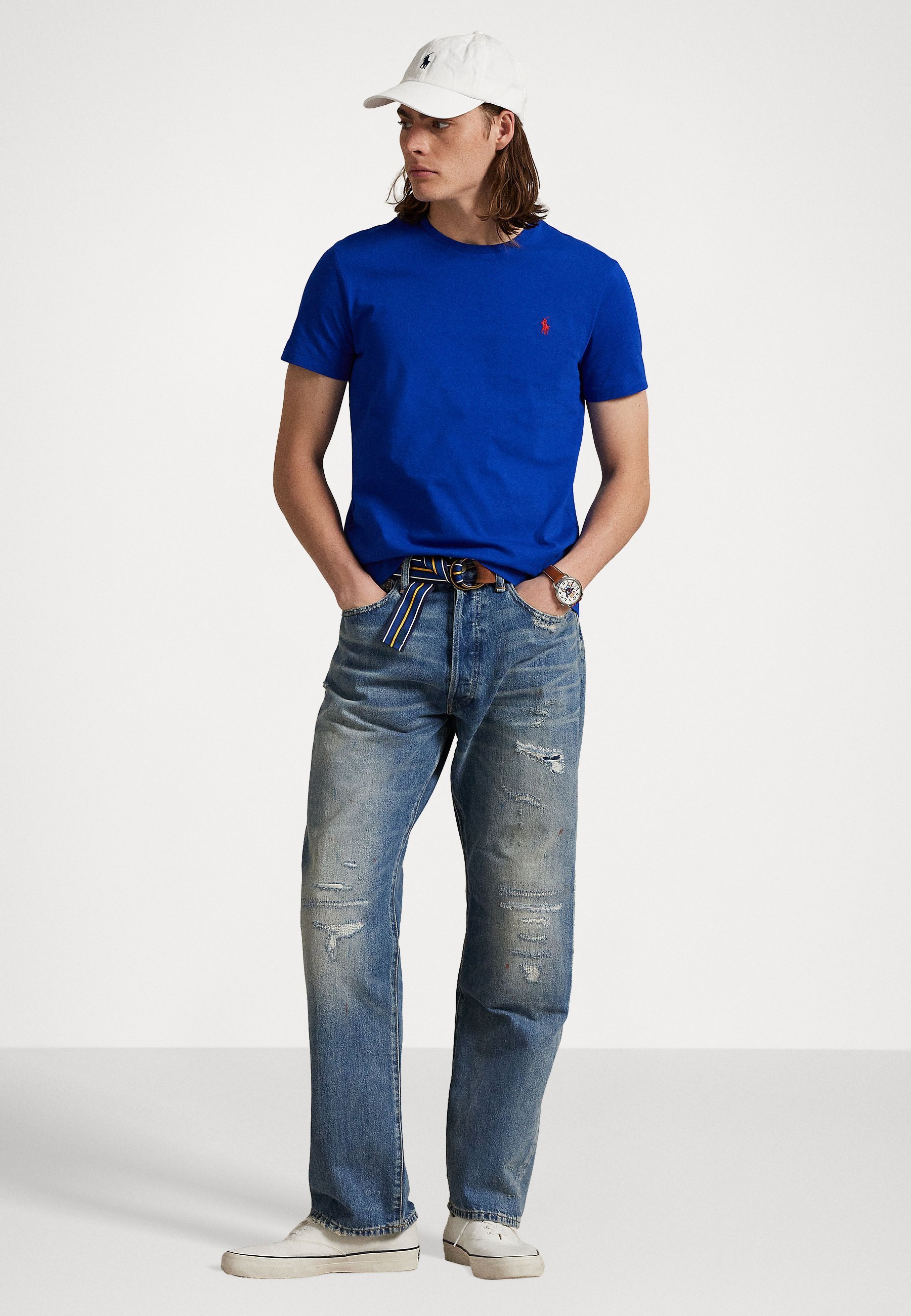 Polo Ralph Lauren CUSTOM SLIM FIT JERSEY CREWNECK T-SHIRT - Basic T-shirt - saffier ster
