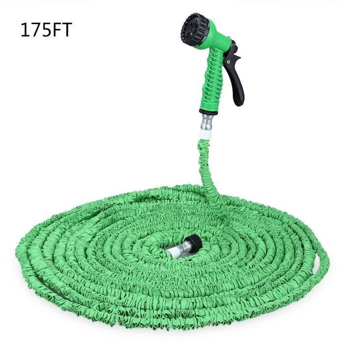 Tuyau d'arrosage extensible 175FT - Vert - 7 modes de pulvérisation