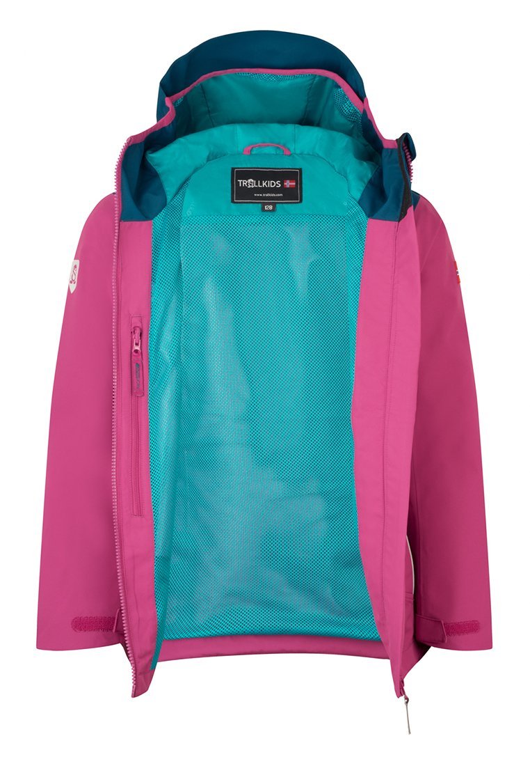 TROLLKIDS BERGEN – Outdoorjacke – leuchtendes Beerenrot/Madeirablau/dunkles Türkis