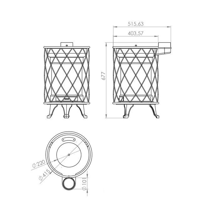 Poêle à Bois d’Extérieur Rustique – Fonte, 13.05 kW, Ø120 mm, Chauffage 190 m³