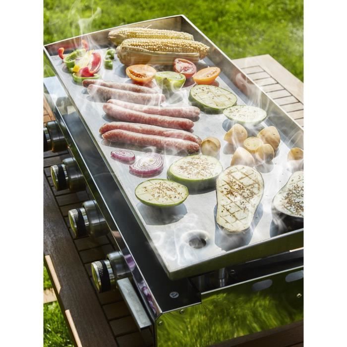 COOKING BOX Plancha à gaz BRASILIA - 4 feux - 10kW - 84x41x24,5 cm - Tout inox - Surface cuisson: 84x34 cm